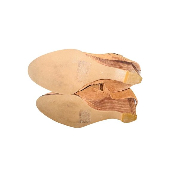 Naughty Monkey Tan Suede Knee-High Slouchy Distressed Boots Boho Western Wedge - Picture 8 of 13